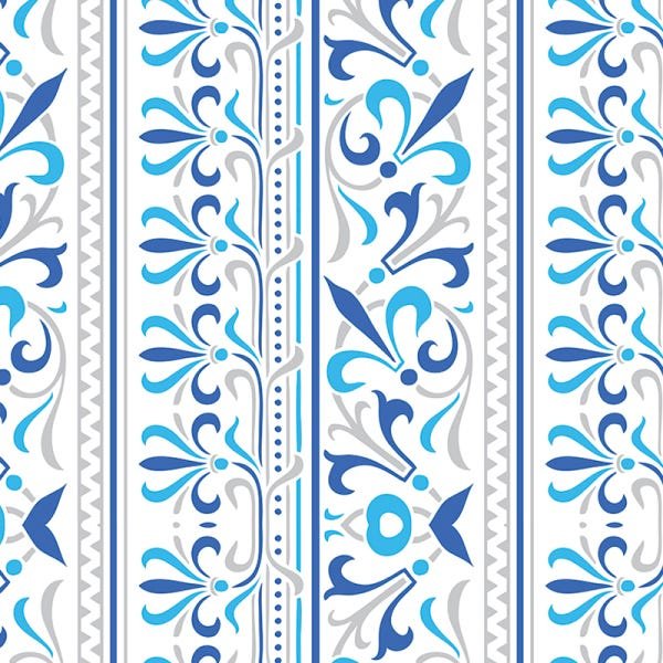 Papel de Parede Adesivo Arabesco 027 Azul 1.80x0.58m - 2