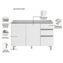 Ver imagem 5 de Cozinha Modulada Evidence 4 Peças Balcão de 120cm para Pia e Aéreo Vidro Reflex Poliman Móveis