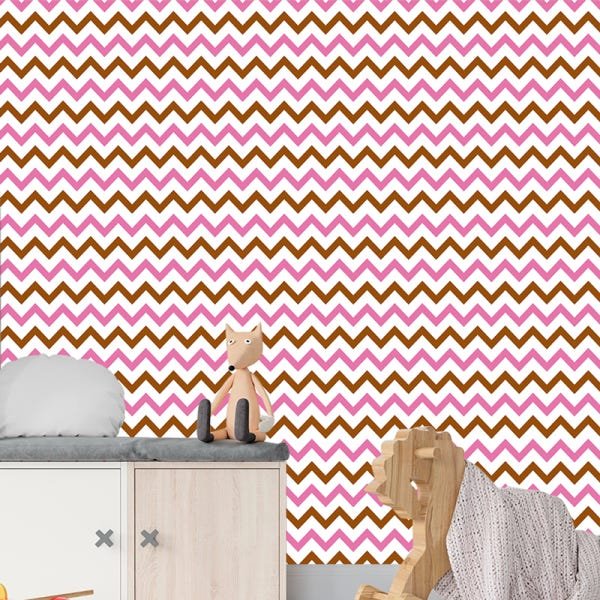 Papel de Parede Adesivo Chevron 030 Rosa 4.80x0.58m - 1