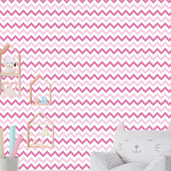Papel de Parede Adesivo Chevron 029 Rosa 3.00x0.58m - 1