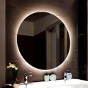 Ver imagem 1 de Espelho Banheiro Decorativo LED Quente Redondo Iluminado Sala Quarto 60cm