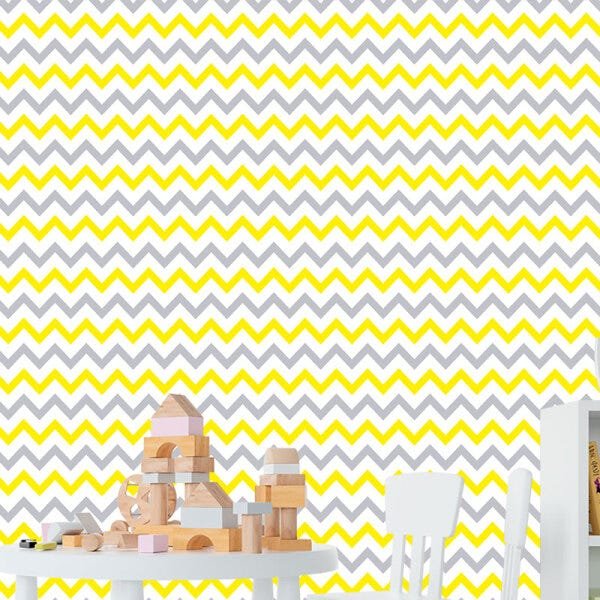 Papel de Parede Adesivo Chevron 018 Amarelo 4.80x0.58m - 1