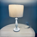 Ver imagem 2 de Abajur Branco Quarto Madeira Torneado Cúpula Algodão