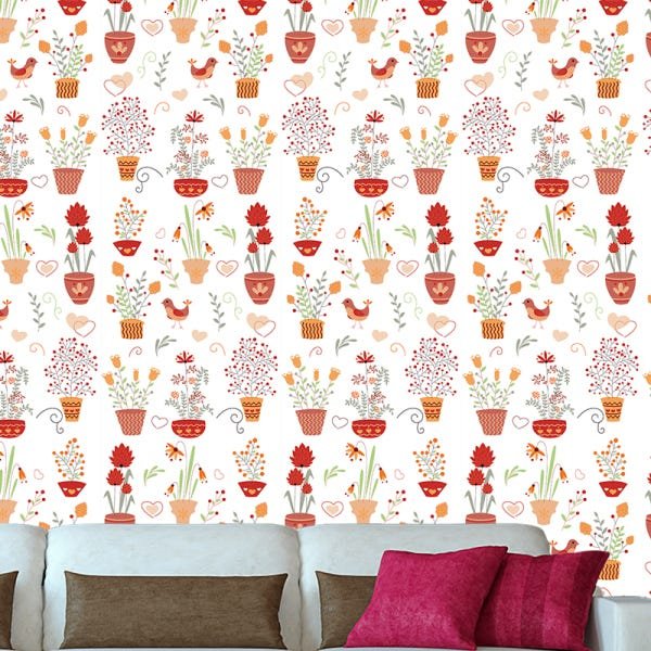 Papel de Parede Adesivo Casual 030 Flores 2.40x0.58m - 1