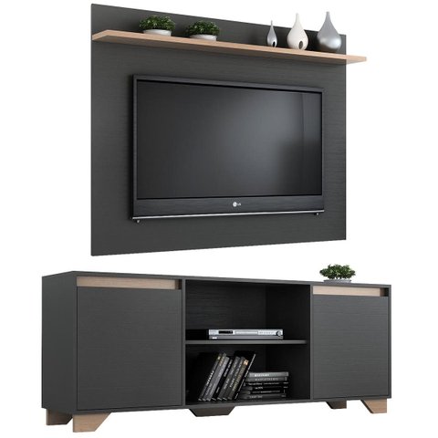 Rack com Painel para TV até 40" 135cm Benevello 2 Portas Grafite/Siena
