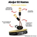 Ver imagem 6 de Abajur Luminária de Mesa 2 Hastes Moderno Ideal P/ Sala, Quarto Cor Preto com Cobre Bivolt 110v/220v