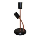 Ver imagem 1 de Abajur Luminária de Mesa 2 Hastes Moderno Ideal P/ Sala, Quarto Cor Preto com Cobre Bivolt 110v/220v