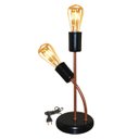 Ver imagem 4 de Abajur Luminária de Mesa 2 Hastes Moderno Ideal P/ Sala, Quarto Cor Preto com Cobre Bivolt 110v/220v