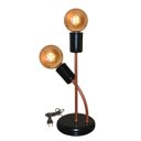 Ver imagem 3 de Abajur Luminária de Mesa 2 Hastes Moderno Ideal P/ Sala, Quarto Cor Preto com Cobre Bivolt 110v/220v