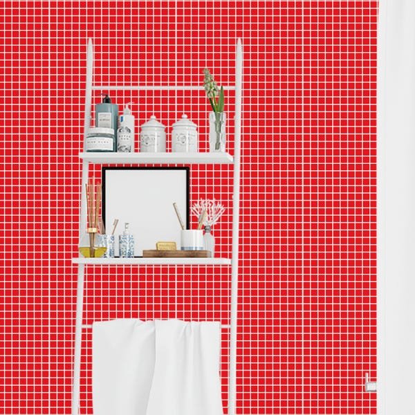 Papel de Parede Adesivo Pastilha 028 Vermelha 1.80x0.58m - 1