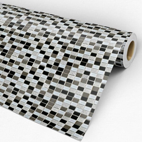 Papel de Parede Adesivo Pastilha 023 Preta 4.80x0.58m - 3