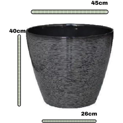 Vaso para Plantas Grande Decorativo Sala Jardim Alto Brilho e Leve 40cm (liso/cinza-escuro)