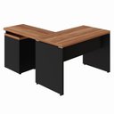 Ver mais imagens de Mesa em L com Gaveteiro 3 Gavetas 120cm Nogal com Preto F5 Office