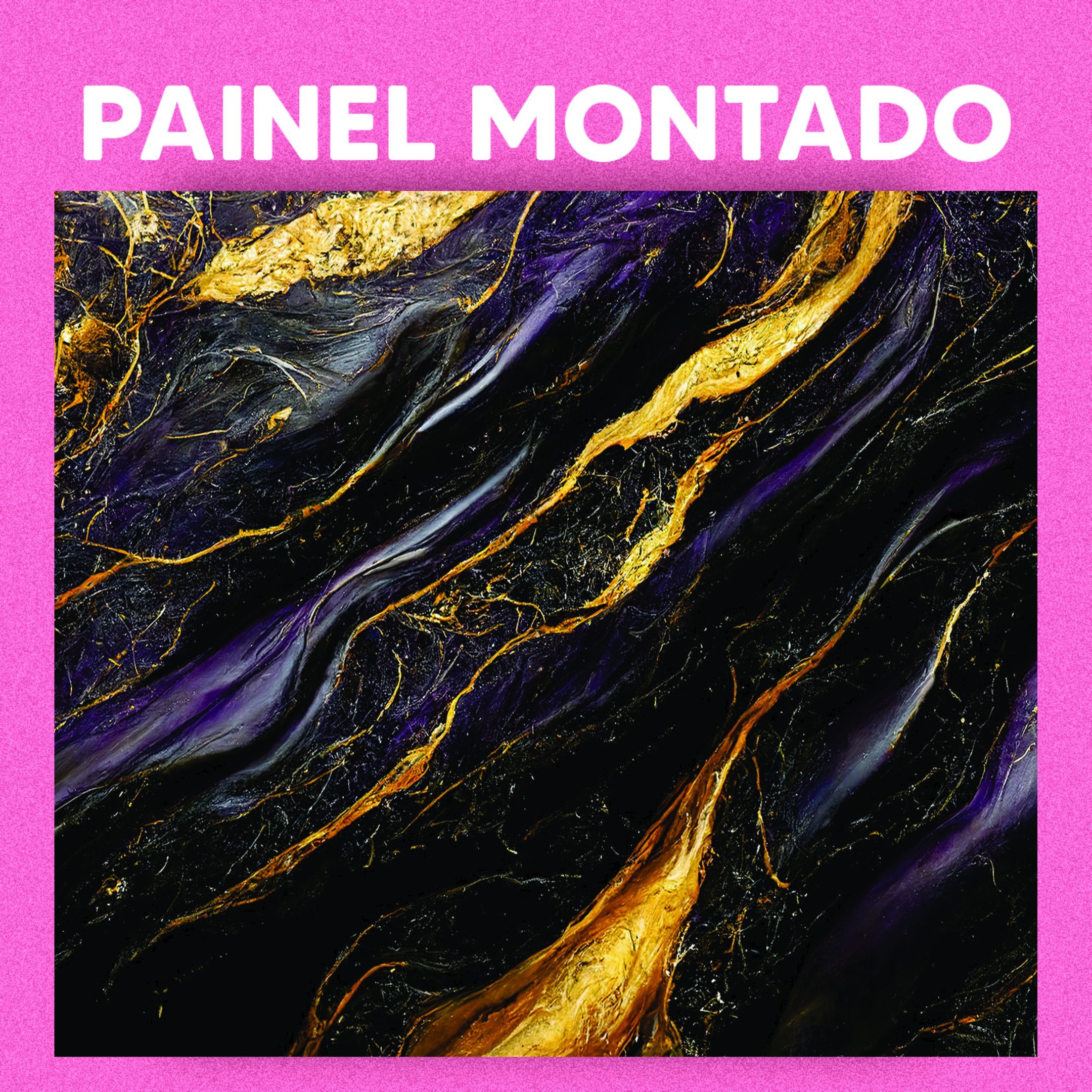 Papel de Parede Painel 3D Mármore Dourado Preto Roxo 3M Auto Colante Lavável Revestimento Brilhoso - 3