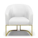 Ver imagem 3 de Poltrona Stella Corino Branco Base Industrial Dourada - D'rossi Drossi