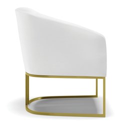 Poltrona Stella Corino Branco Base Industrial Dourada - D’Rossi - 4 Poltrona Stella Corino Branco Base Industrial Dourada - D’Rossi - 4