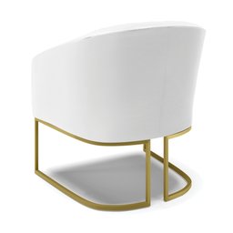 Poltrona Stella Corino Branco Base Industrial Dourada - D’Rossi - 5 Poltrona Stella Corino Branco Base Industrial Dourada - D’Rossi - 5