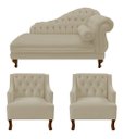 Ver imagem 1 de Divã Larissa 150 cm e 2 Poltronas Genesis Suede Bege - LM DECOR
