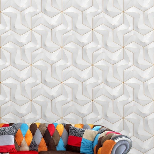 Papel de Parede Adesivo Efeito 3D 044 Geométrico 1.20x0.58m - 1