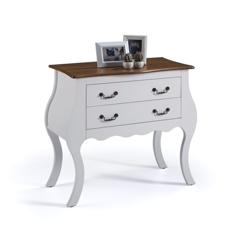 Cômoda Bombê com 2 Gavetas Linz Móveis 1007 - Laca Branca/imbuia Glazer