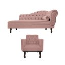 Ver imagem 2 de Kit Diva Recamier Diana 140cm Lado Esquerdo e 01 Poltrona Classic Linho - Doce Sonho Móveis RECAMIER