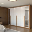 Ver imagem 1 de Guarda-roupa Casal Aura 6 Portas 6 Gavetas com Espelho Cinamomo-branco - Panorama Móveis