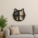 Ver imagem 2 de Mural de Fotos para Gato em Mdf Preto, 4 Espaços 10x15, Decoração Temática Pet com Patinhas, 45x45cm