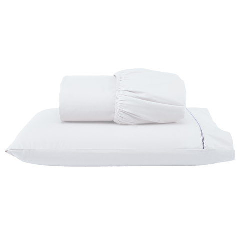 Kit Lençol de Cama Solteiro com Elástico e Fronha 200 Fios Algodão 2 Peças Ponto Palito Anti-pilling