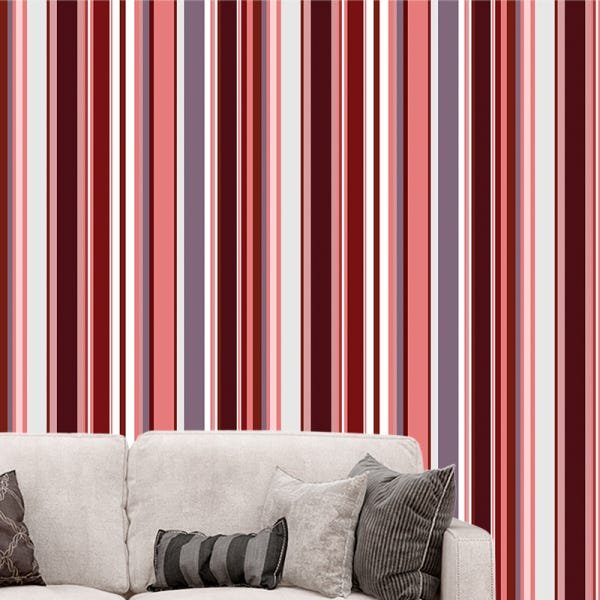 Papel de Parede Adesivo Listrado 012 Vinho 3.00x0.58m - 1