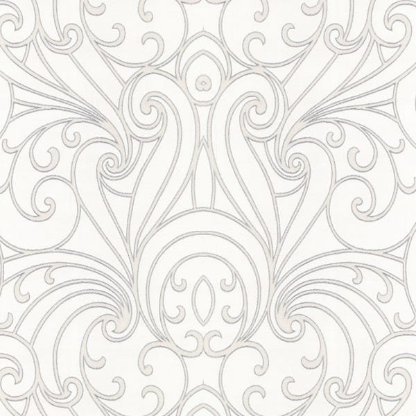 Papel de Parede Adesivo Arabesco 004 Branco 4.20x0.58m - 2