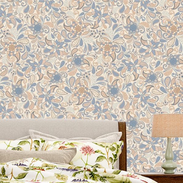 Papel de Parede Adesivo Arabesco 005 Rosa e Azul 1.20x0.58m - 1