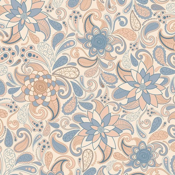 Papel de Parede Adesivo Arabesco 005 Rosa e Azul 1.20x0.58m - 2