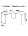 Ver imagem 5 de Mesa para Escritório em L com Tampo em MDP Max 90x150 cm - Branco/Dourado
