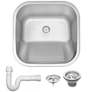 Tanque de Encaixe Tramontina Hera 23 Litros Aço Inox Acetinado 40x40 Cm e Sifão 94403107