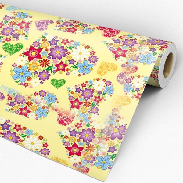 Papel de Parede Adesivo Floral 024 Amarelo 4.80x0.58m - 3