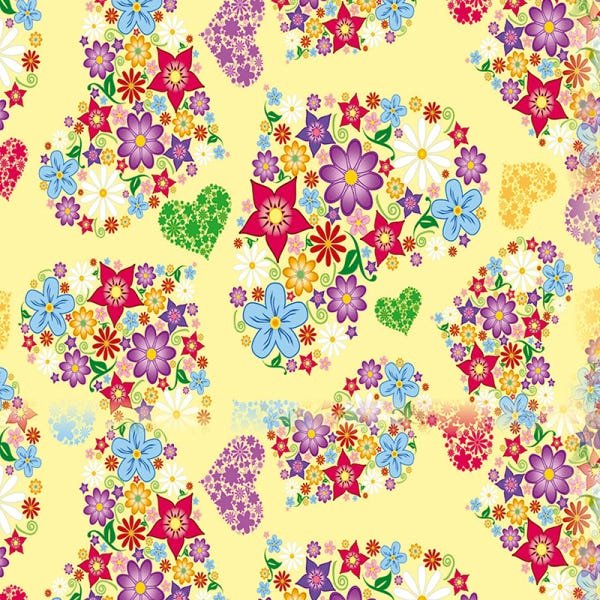 Papel de Parede Adesivo Floral 024 Amarelo 4.80x0.58m - 2