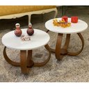 Ver imagem 2 de Conjunto Mesa de Centro e Lateral Pés Cebola Branco
