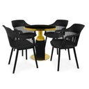 Ver imagem 1 de Conjunto Mesa de Jantar Redonda Imperial 70cm Preta com 4 Cadeiras Estofadas Marcela - Preto