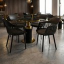 Ver imagem 2 de Conjunto Mesa de Jantar Redonda Imperial 70cm Preta com 4 Cadeiras Estofadas Marcela - Preto