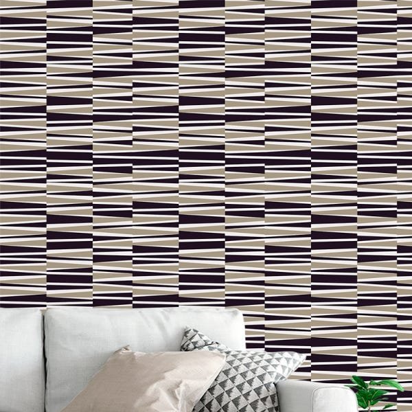 Papel de Parede Adesivo Geométrico 027 Bege 1.20x0.58m - 1