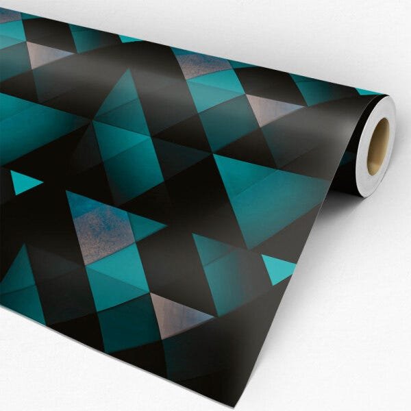 Papel de Parede Adesivo Geométrico 022 Turquesa 4.20x0.58m - 3