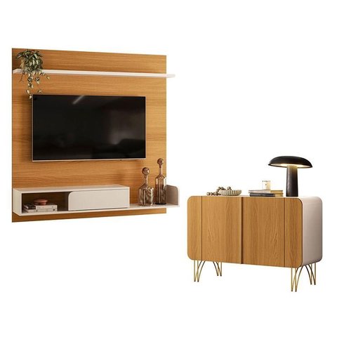 Painel para Tv Suspenso Evo com Buffet Benvenuto Cinamomo Off White – Hb Móveis