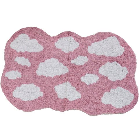Tapete Quarto Infantil 60x100cm Rosa Nuvem