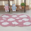 Ver imagem 2 de Tapete Quarto Infantil 60x100cm Rosa Nuvem