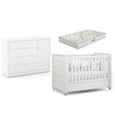 Ver imagem 1 de Berço Americano com Capitonê New Boucle e Cômoda Infantil Tutto New Branco Acetinado e Colchão Gazin