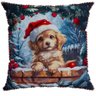 Almofada Natalina Natal Cachorrinho com Touca Noel 43cmx43cm - 4