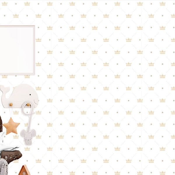 Papel de Parede Adesivo Baby 008 Dourado Coroa 2.40x0.58m - 1