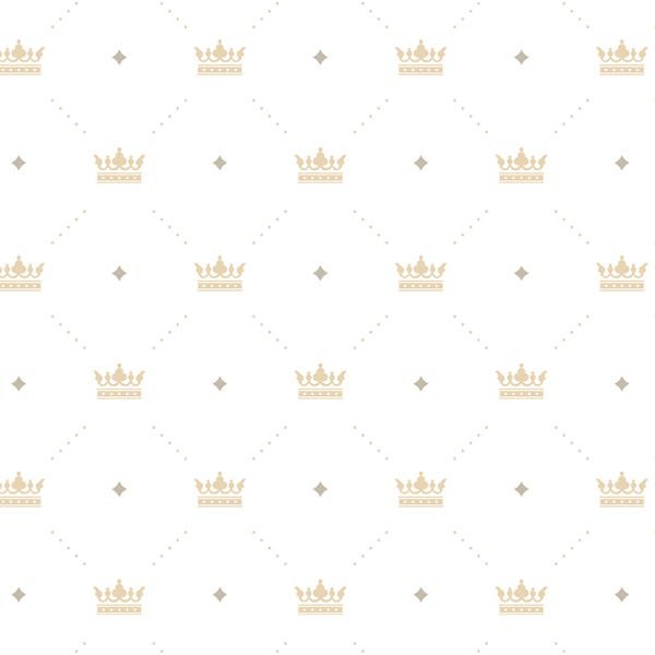 Papel de Parede Adesivo Baby 008 Dourado Coroa 2.40x0.58m - 2