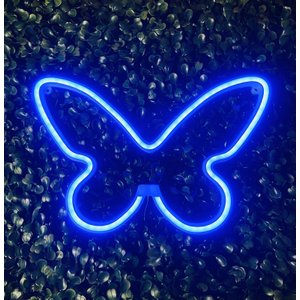 Luminária Parede Borboleta Azul Neon Led