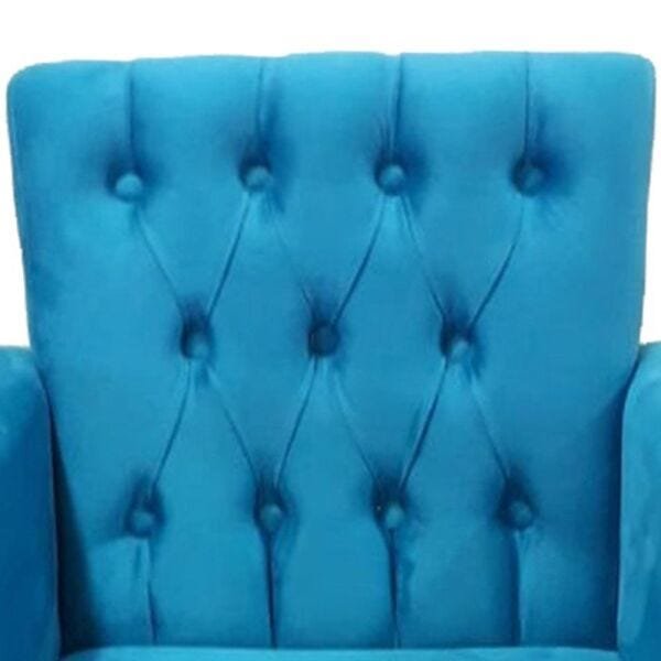Poltrona Decorativa Pés Palito Nina Encosto Estilo Capitonê Azul Veludo - SA Móveis - 2